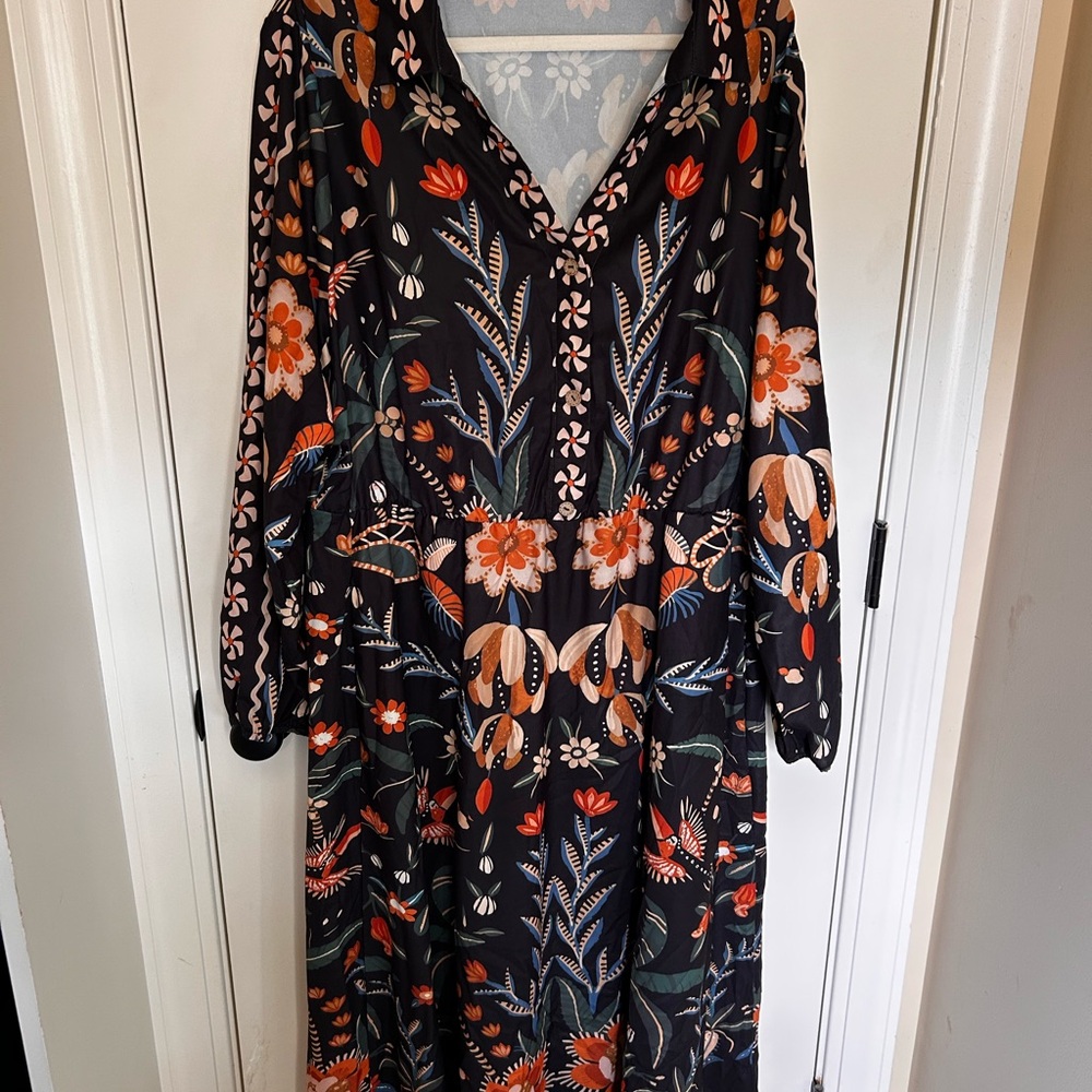 BloomChic Black Dress with Floral Patterns